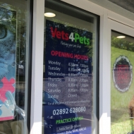 vets 4 pets opening times window graphics