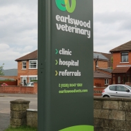 earlswood totem sign with raised letters